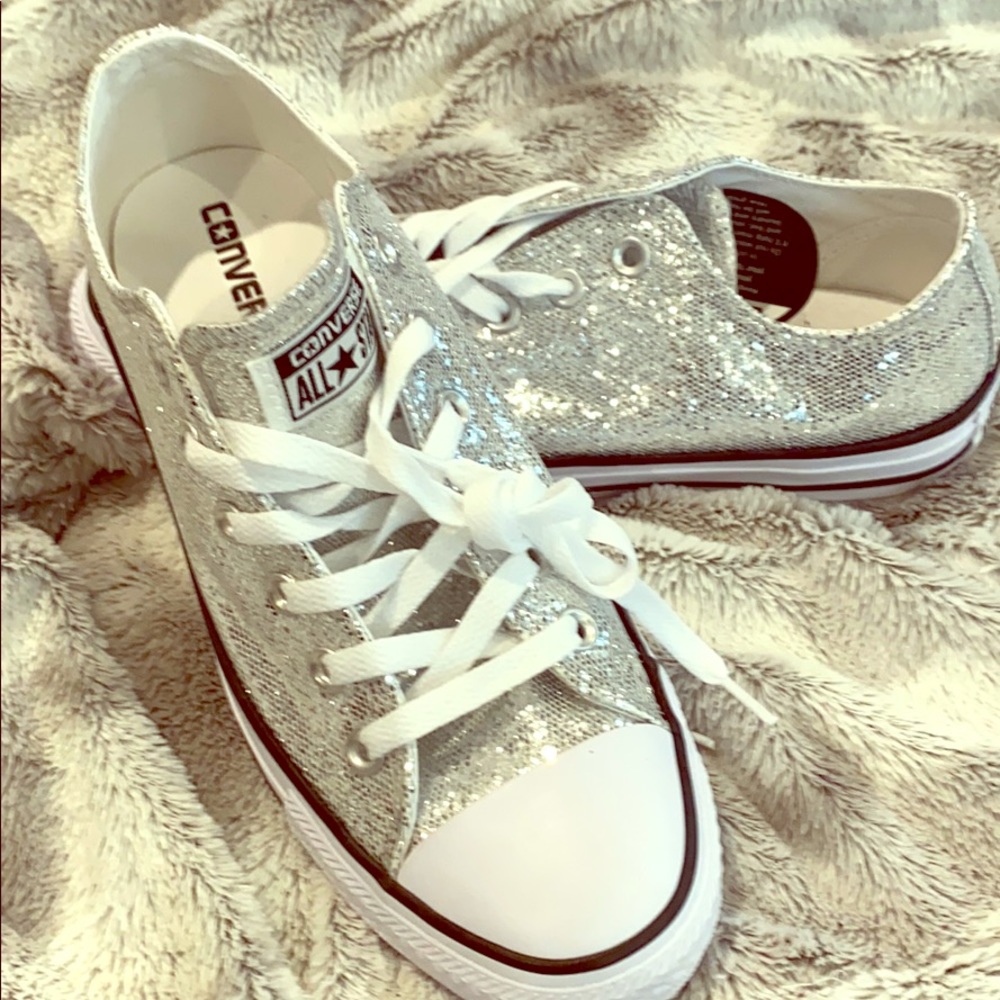 New converse sparkly silver size 9 women’s
